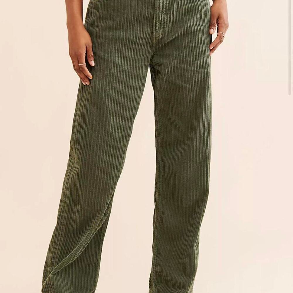 AGOLDE Low Slung Baggy Corduroy Pants Greyed Olive Wide Leg Size 28